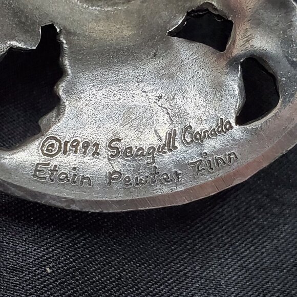 Pair Of 1991 Grape Leaf Seagull Canada Etain Fine Pewter Taper Candle Holders - Picture 7 of 13